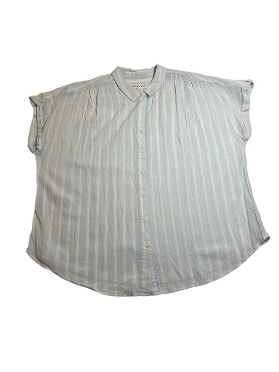 Ava & Viv Tops - Ava & Viv Stripe Short Sleeve Button Up Shirt Size 2X Cotton Lightweight Coastal